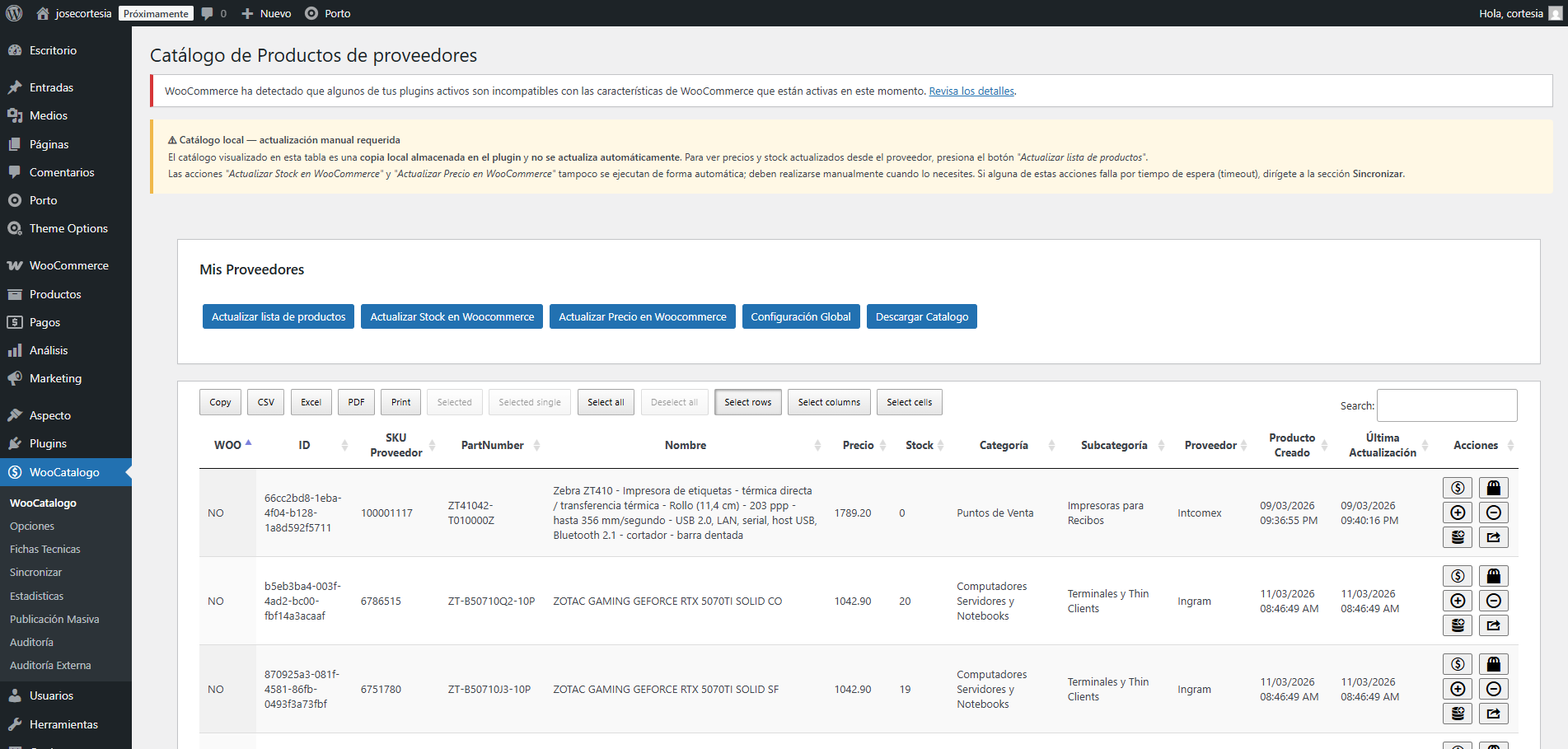actualizacion de catalogo de proveedores actualizacion de precios de stocky configuracion de margen de ganancia