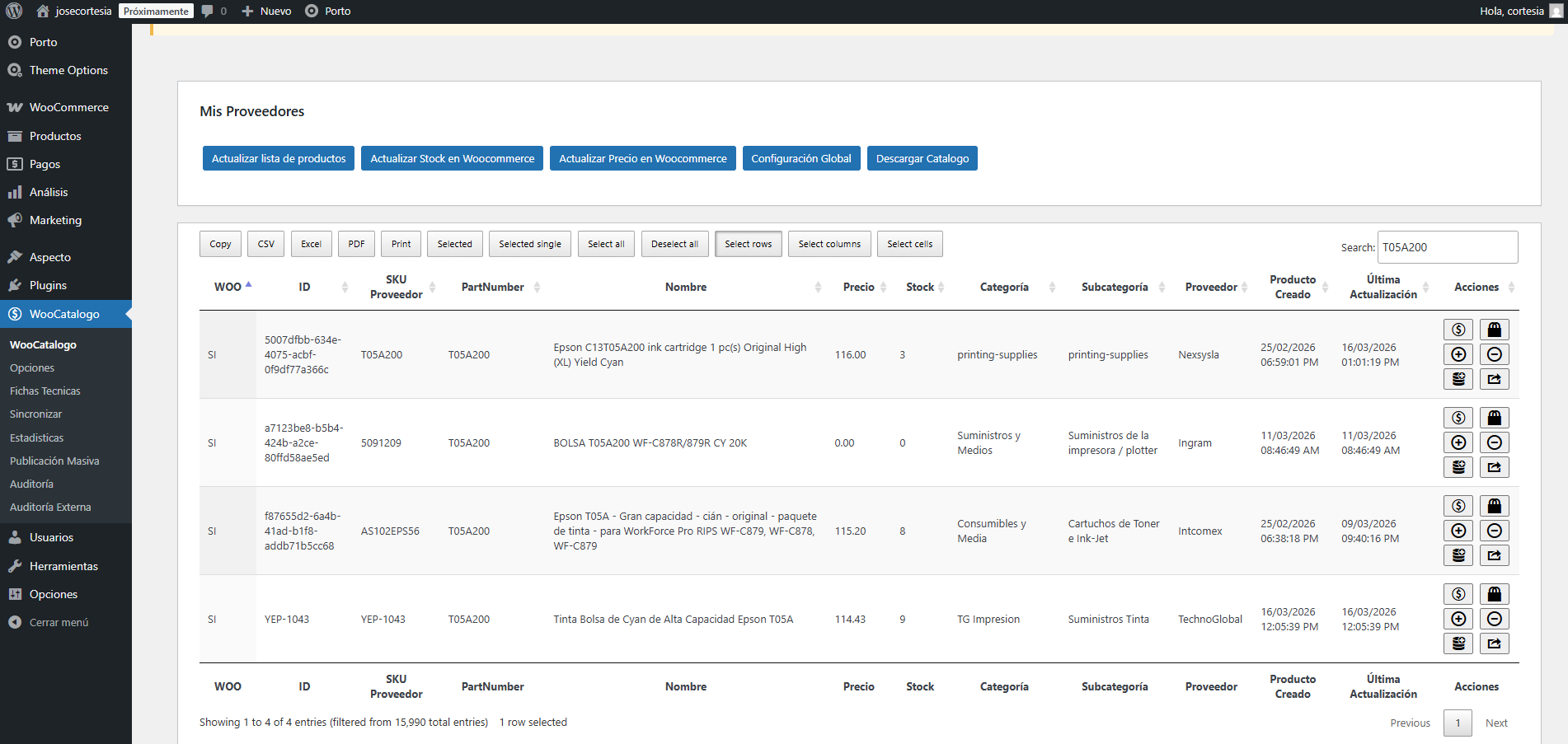 consulta de productos por proveedor