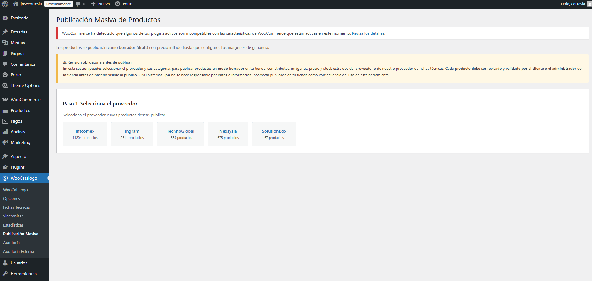 publicacion masiva de productos por proveedor